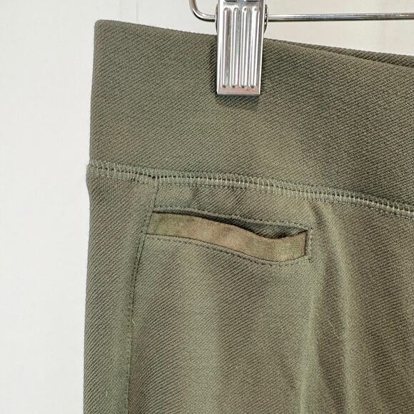 J. JILL M Slim Leg Zip Ankle Pants Pull On Elastic Waist Faux Suede Trim Green - Picture 6 of 10